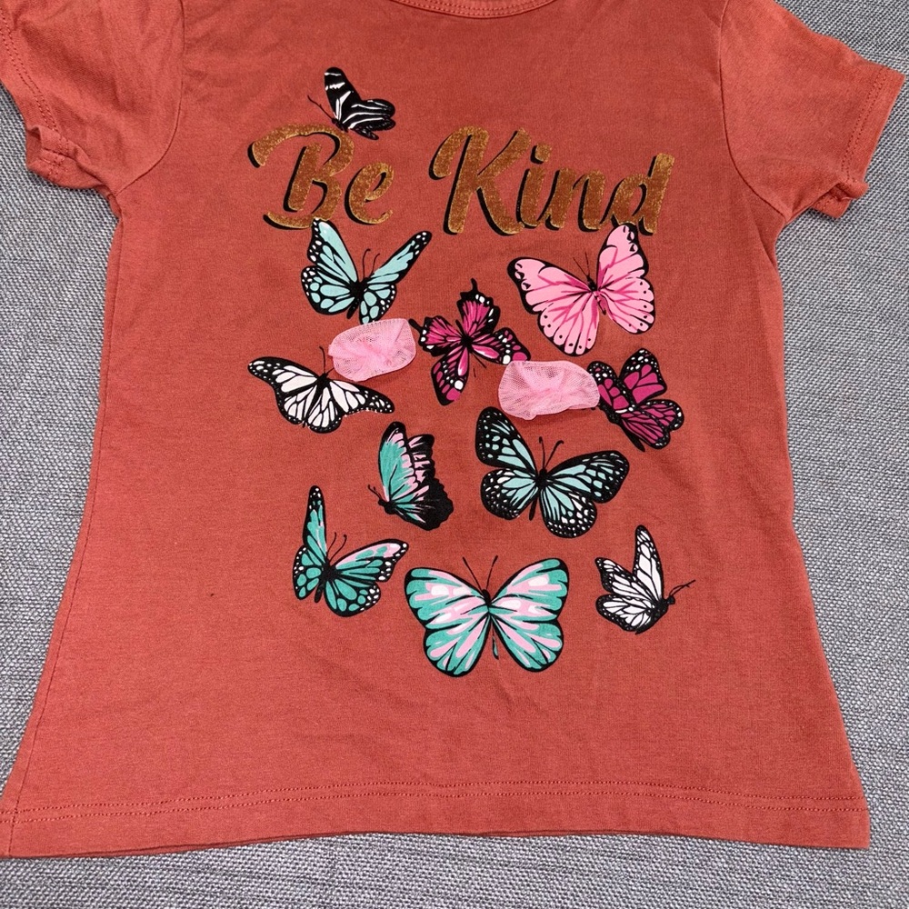 Kids' Be Kind Butterfly T-Shirt - Orange
